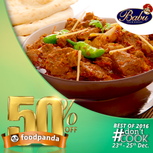 foodpanda, #Don'tCook, Best of 2016 23rd-25th Dec, Islamabad, babu
